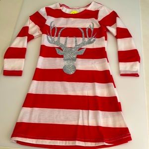 NWOT Holiday Striped Deer Dress Size 2T
